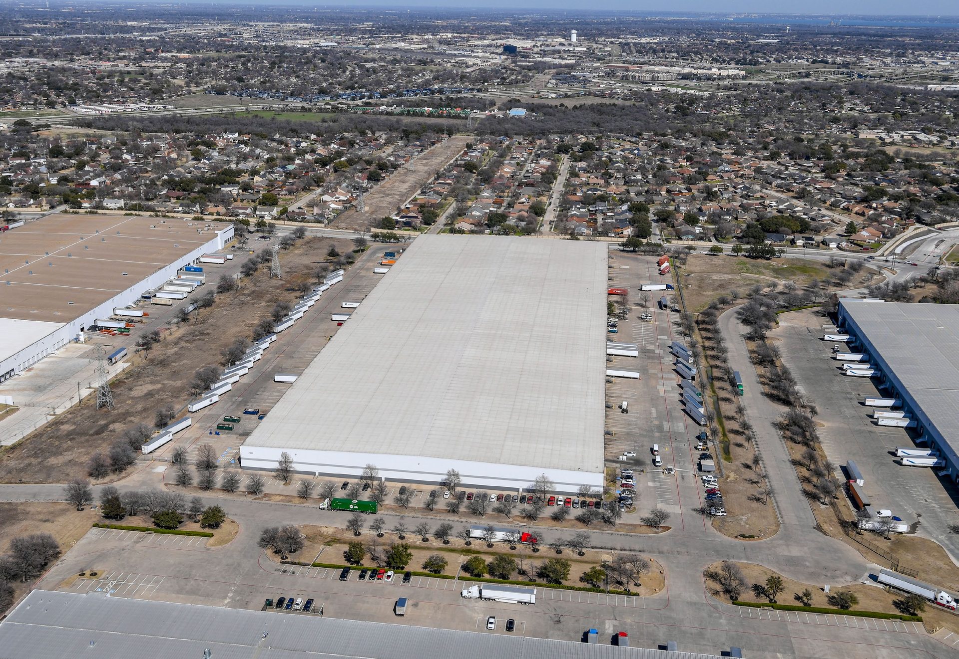 1201 Chase Road — close aerial view of building and rail yard